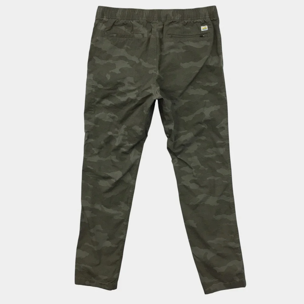 Vuori Mens Ripstop Camo Climber Pants Green Large Elastic Waist Drawstring V412